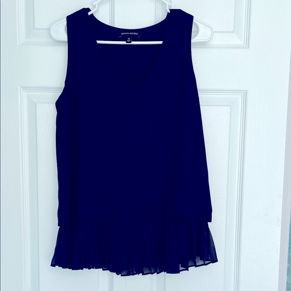 3/$25 Banana Republic Navy Tank Top with Ruffled Hem